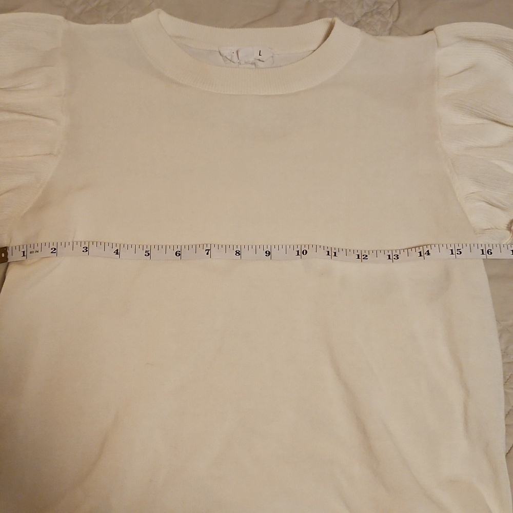 THML Cream Ruffle Sleeve Tee - Picture 6 of 10